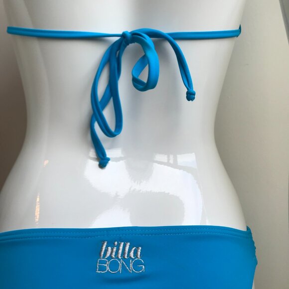Billabong BLUE CRUSH era Vintage bikini solid blue halter top set RARE - Picture 5 of 10